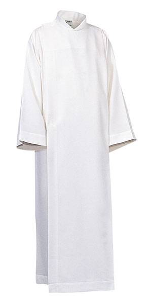 Abbey Brand Front Wrap Server Alb – 100% Polyester, Adjustable Velcro Waist, Comfortable Shaped Collar - Medium