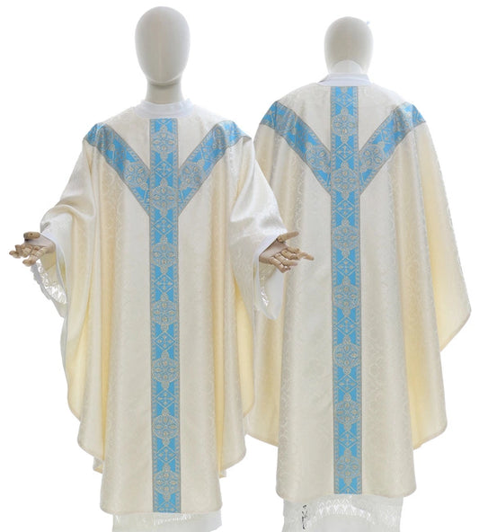 Marian Blue Semi Gothic Chasuble from Trinity Church Supply