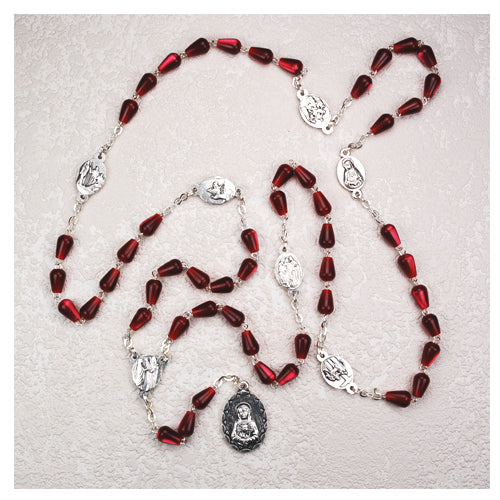 RED TEARDROP 7 SORROWS CHAPLET