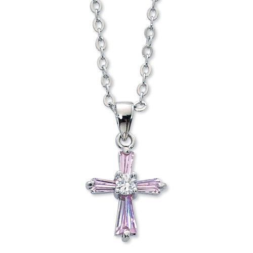 16" PINK CUBIC ZIRCONIA PEND
