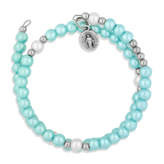 Imitation Pearl Bracelet with Miraculous Medal