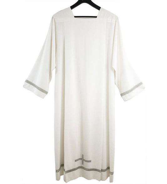 Bogota C/H Tergal Alb with Cross by Sorgente – Lightweight Washable Clergy Alb for Priests and Deacons - Small