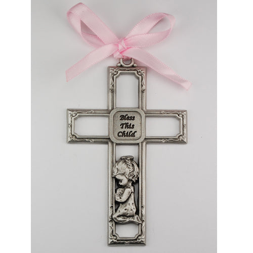 PEWTER GIRL CROSS CARDED