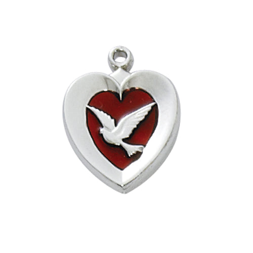 RF RED ENAMEL HEART W/DOVE 18"