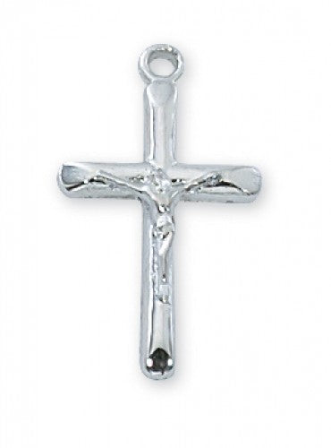 Rhodium Plated Crucifix with 18' Chain