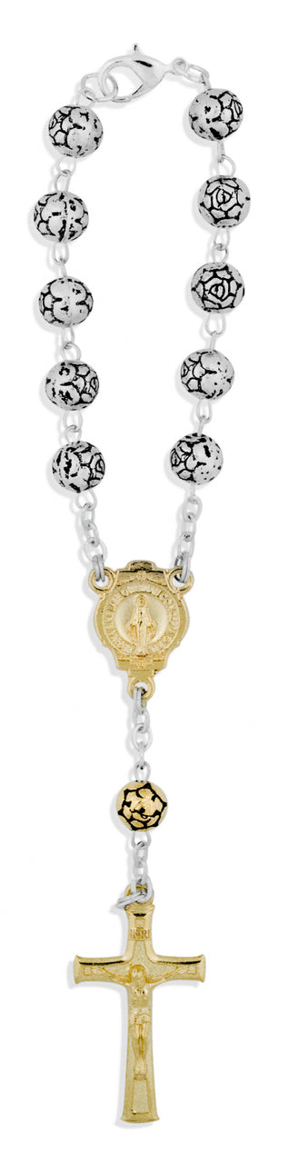 Immaculate Conception Rosary Bracelet with Rosette Beads and Clasp