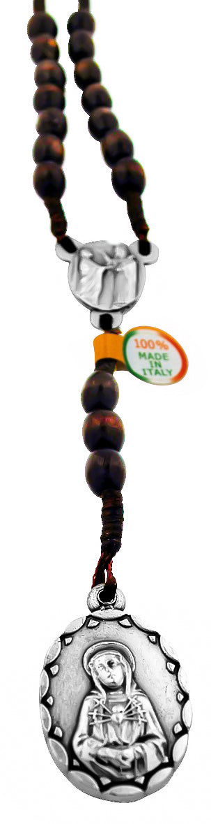 Our Lady of Sorrows Rosary with Wood Beads From Italy