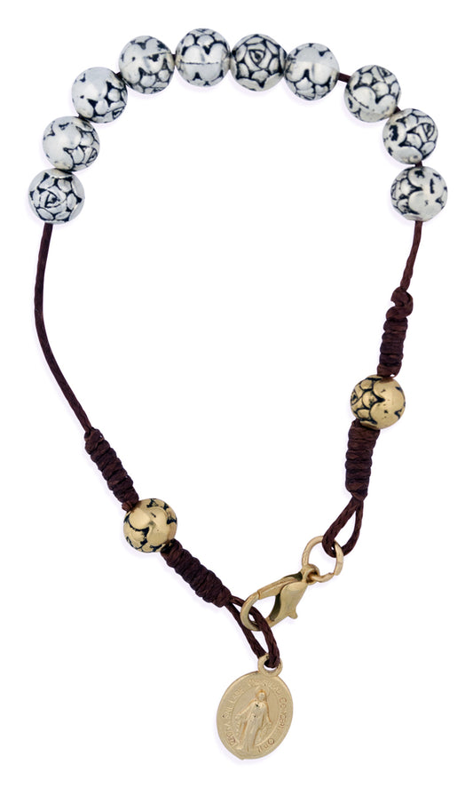 Immaculate Conception One Decade Rosary Bracelet with Rosette Beads and Clasp