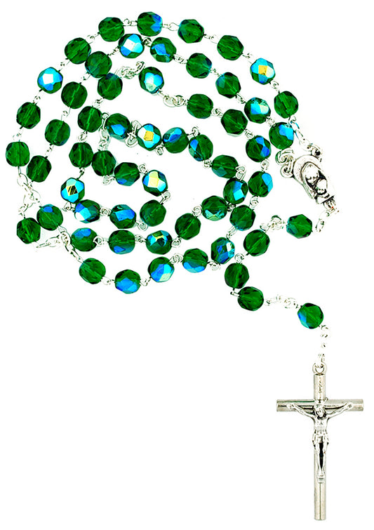 Sunburst Swirl First Communion Rosary (Green)