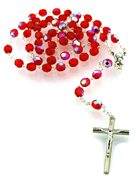 Sunburst Swirl First Communion Rosary (Red)