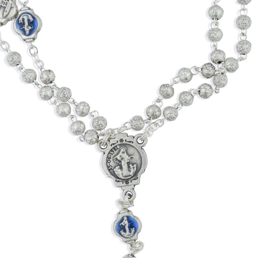 Our Lady of Medjugorje Rosary Beads with Case and Blue Enamel