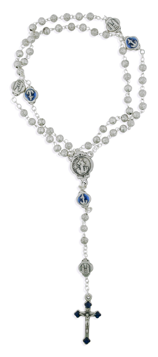 Our Lady of Medjugorje Rosary Beads with Case and Blue Enamel