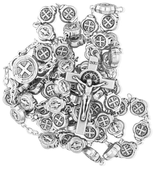 Saint Benedict Rosary and Medal Set with Colored Enamel