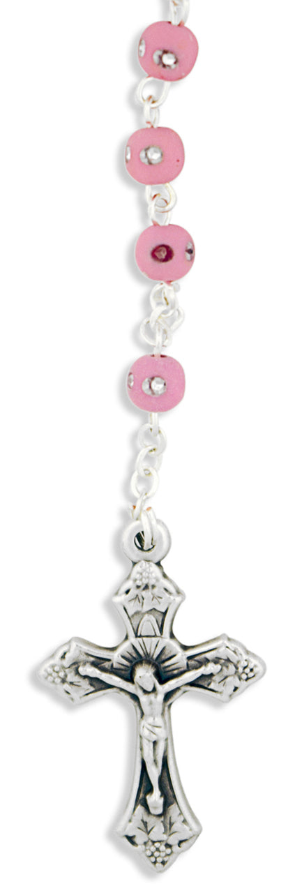 Catholic First Communion Rosary with Rhinestone Accents