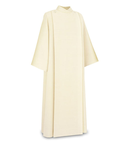Slabbinck 11-20 Front Wrap Alb in Beige Livorno Fabric – 45% Wool Concelebration Vestment for Lectors, Baptism, and Home Mass - X-Large