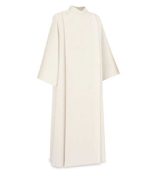 Front Wrap Alb in Beige Vaticano Fabric by Slabbinck – Lightweight Concelebration Vestment for Lectors, Baptism, and Home Mass - Small