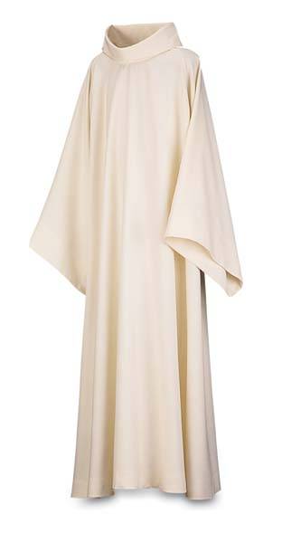 Sanctuary Alb in Beige Livorno Fabric by Slabbinck – Soft 55% Man-Made, 45% Wool, Easy Care Liturgical Vestment -Large