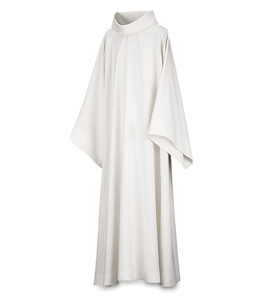 Sanctuary Alb in White Brugia Fabric by Slabbinck – 100% Wool Washable Liturgical Vestment for Clergy - X-Large