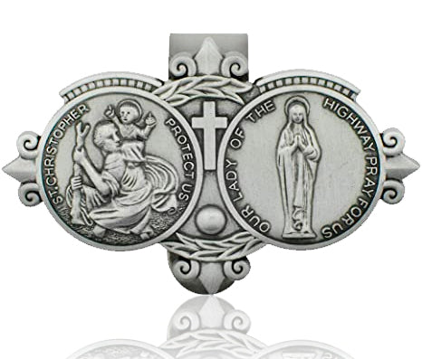 Traditional Catholic Visor Clip (Saint Christopher / Our Lady of the Highway)