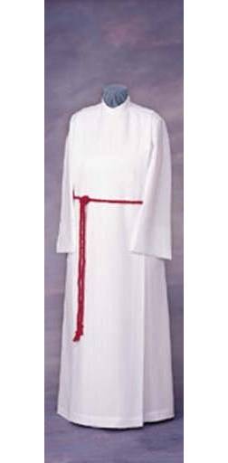 RJ Toomey Liturgia Front Wrap Server Alb – Double Panel Front with Hidden Velcro Shoulder Closure – Comfortable, Easy-Care Liturgical Vestment for Altar Servers and Clergy -Medium
