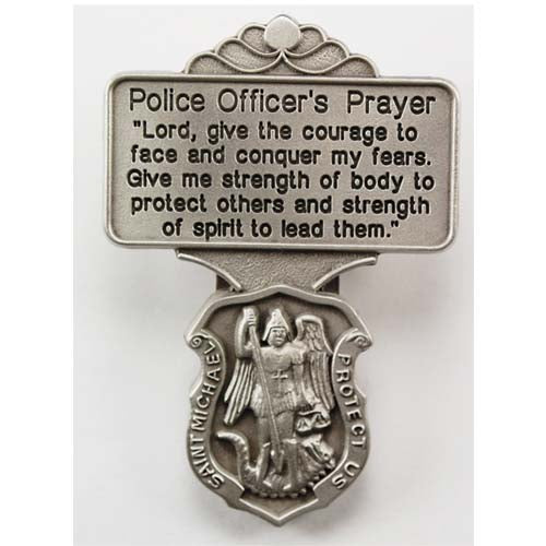 Police Officers Patron Saint Michael Protection Visor Clip with Police Officers Prayer