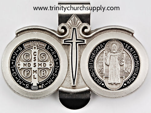 PEWTER ST. BENEDICT VISOR CLIP