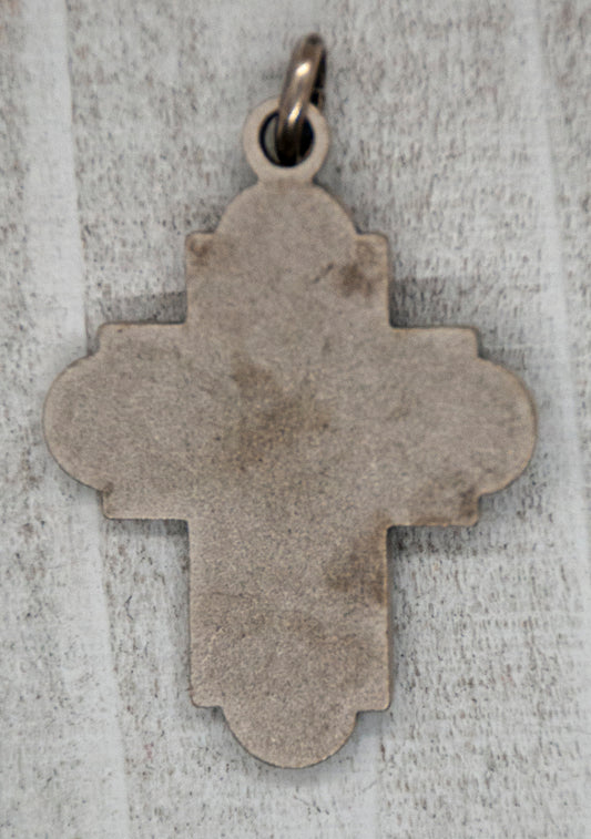 2" Maroon Baroque Crucifix Pendant