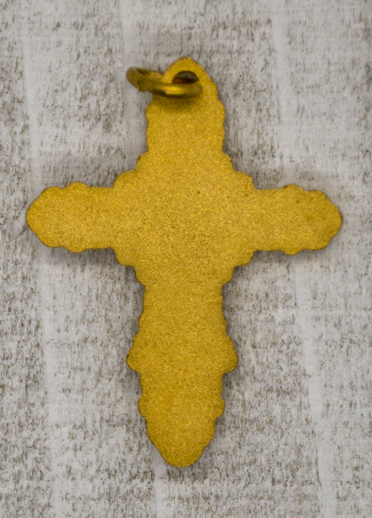 1" Small Baroque Crucifix Pendant (Gold and Blue)