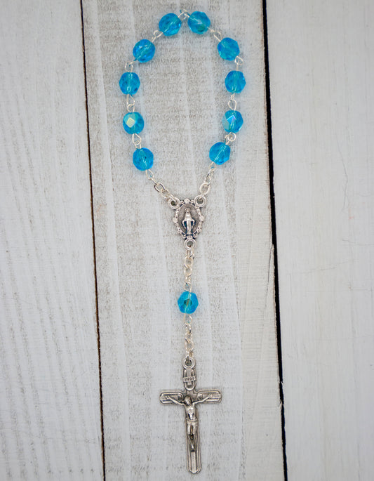 4mm Crystal Traditional One Decade Rosary (Sky Blue)