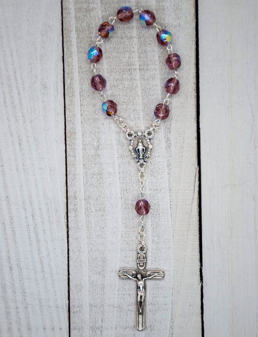 4mm Crystal Traditional One Decade Rosary (Purple)