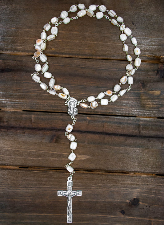 Natural Stone Beaded Rosary (White)