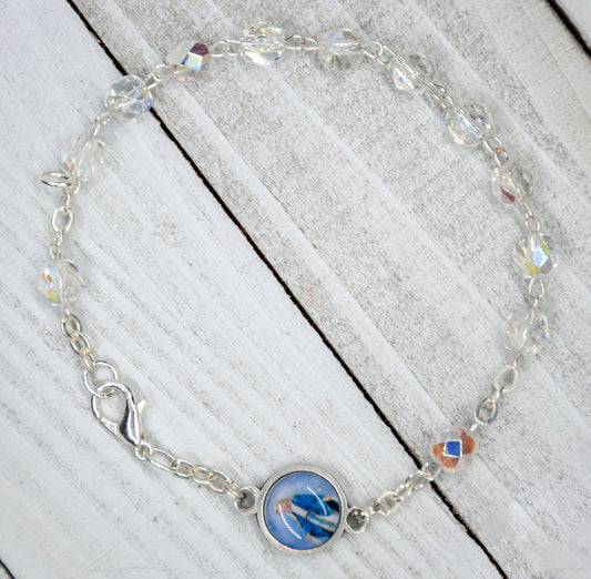 Italian Crystal One Decade Rosary (Divine Mercy) (White)