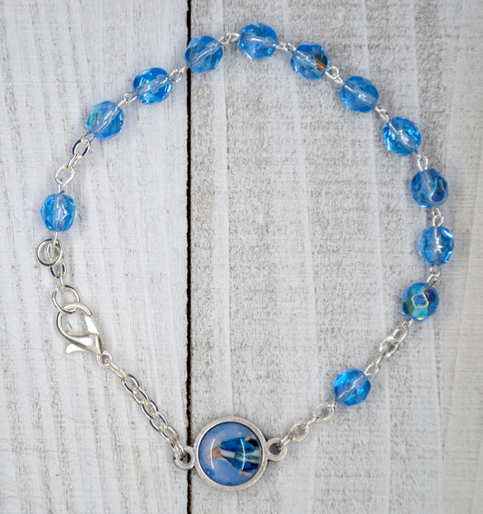 Italian Crystal One Decade Rosary (Divine Mercy) (Blue)