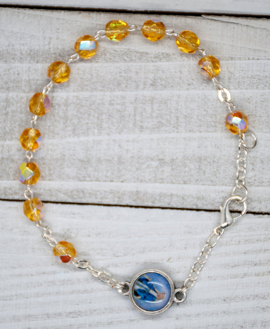 Italian Crystal One Decade Rosary (Divine Mercy) (Yellow)