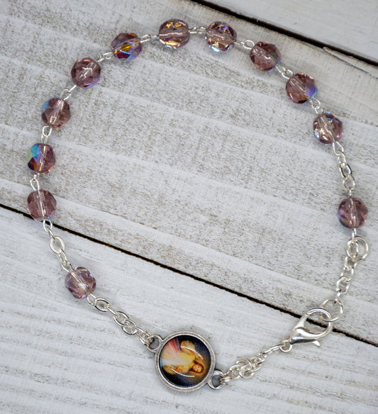 Italian Crystal One Decade Rosary (Divine Mercy) (Purple)