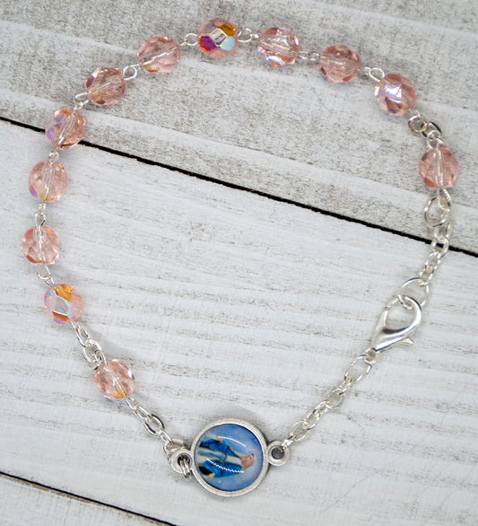 Italian Crystal One Decade Rosary (Our Lady of Grace) (Pink)