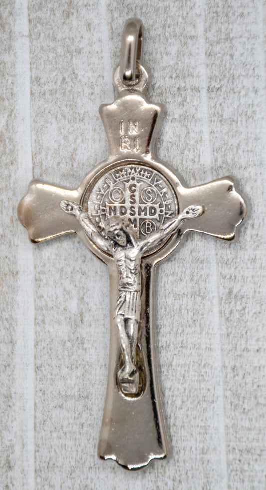 2" Saint Benedict Crucifix Pendant (Sliver)