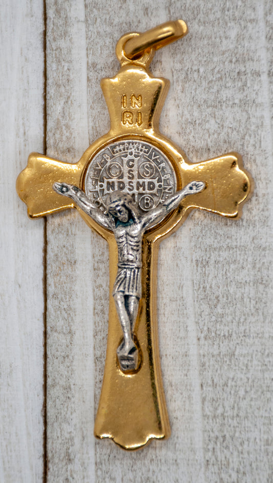 2" Saint Benedict Crucifix Pendant (Gold)