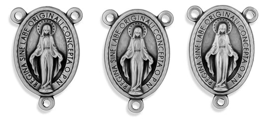 22mm Miraculous Medal Rosary Center - Pack of 3