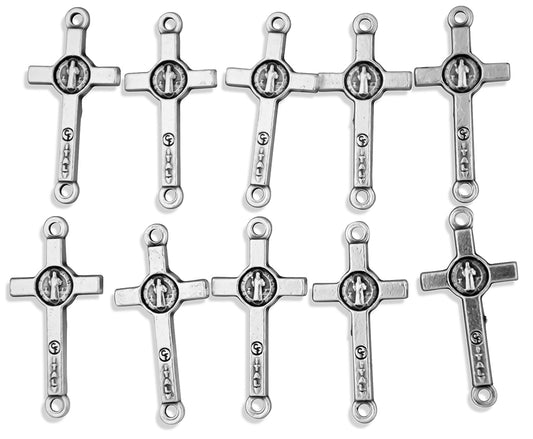 20mm Saint Benedict Cross Charm Beads - Pack of 10