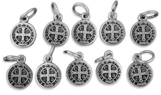 9mm Saint Benedict Medal Bracelet Charm - Pack of 10