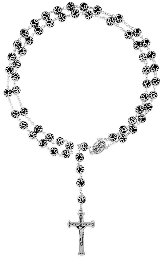 Our Lady of Mount Carmel Scapular Rosary with Capped Glass Beads