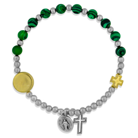 Miraculous Medal Bracelet with Genuine Semi-Precious Gems