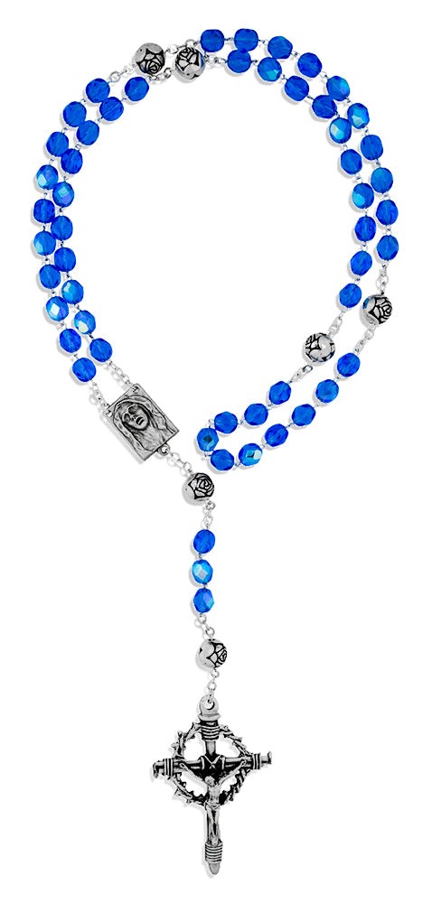Sorrowful Mother Rosary with Crown of Thorns Crucifix and Crystal Beads