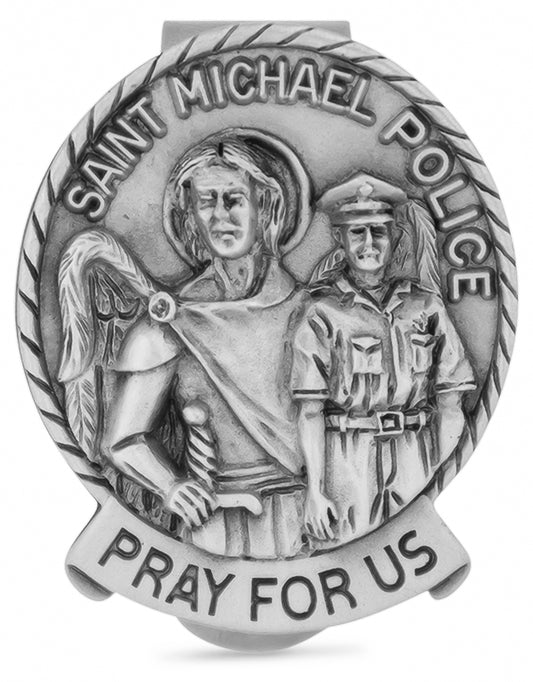 Solid Pewter Saint Michael the Archangel Visor Clip