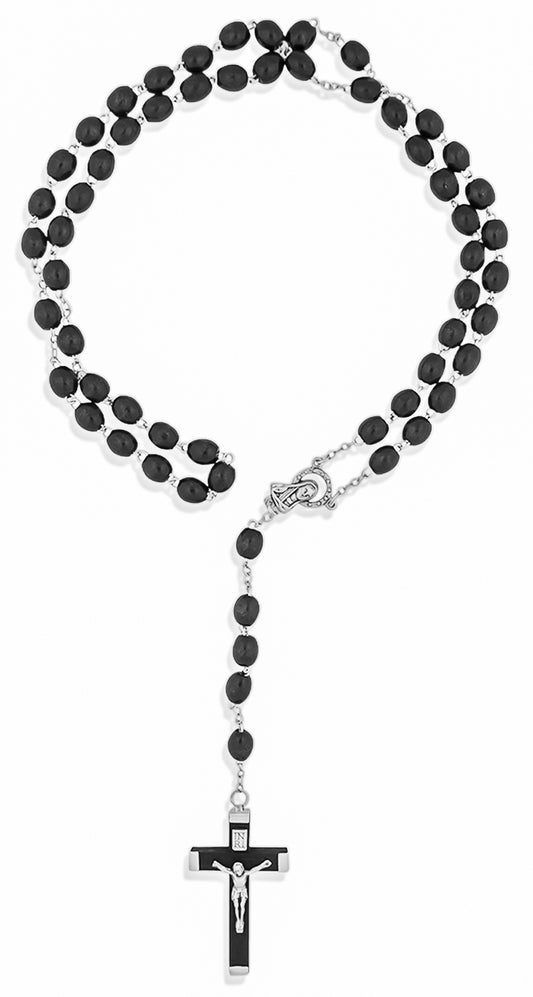 Traditional First Communion Rosary with Wood Beads