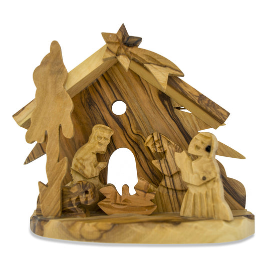 Hand-Carved Olive Wood Nativity Scene