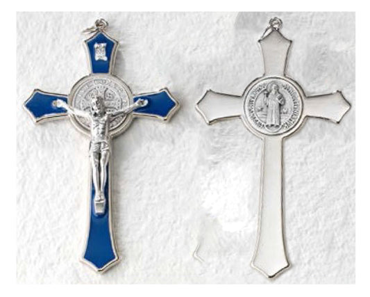 Large Saint Benedict Pectoral Cross with Colored Enamel