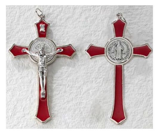 Large Saint Benedict Pectoral Cross with Colored Enamel