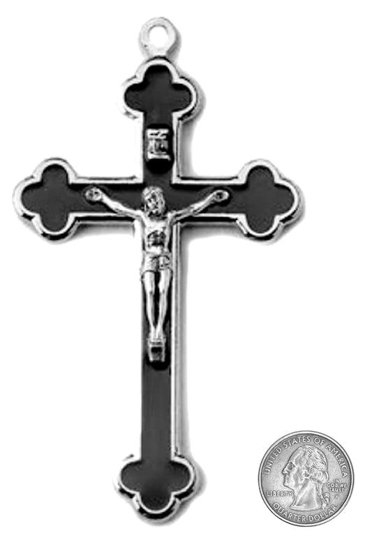 Traditional Latin Cross Pendant with Black Inlay